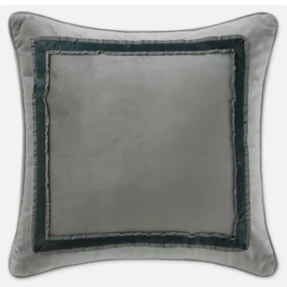 Waterford Linens Ansonia 14-Inch Square Throw Pillow in Pewter NWT